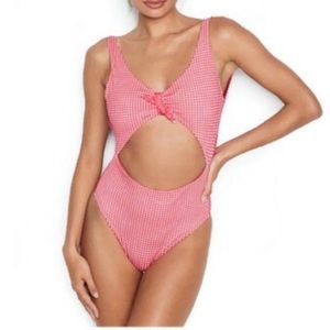 NWOT BananaMoon Teens gingham tie front one piece swimsuit